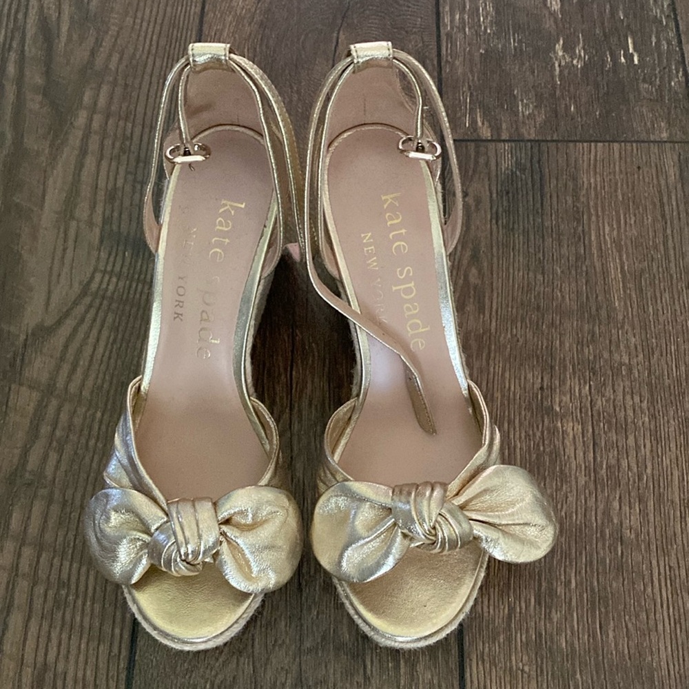 Kate spade espadrille sandals gold size 8